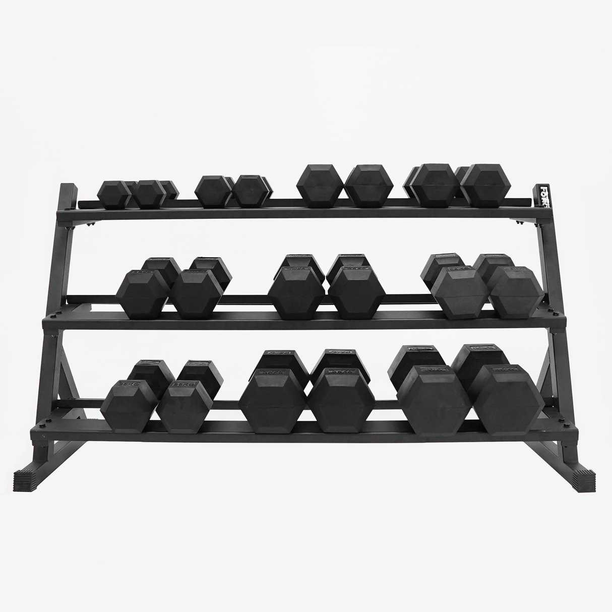 Force USA 3 Tier Rubber Hex Dumbbell Rack