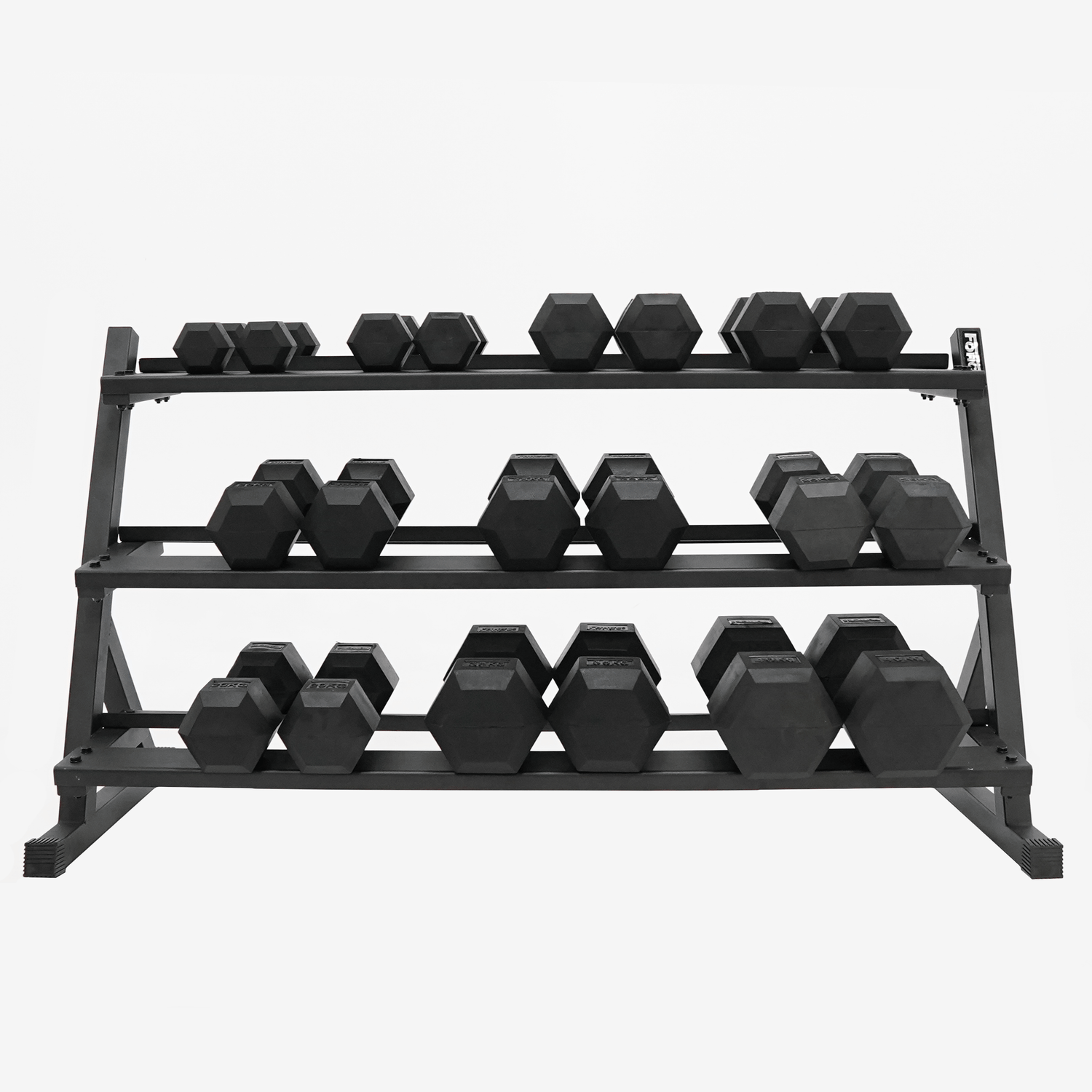 Force USA 3 Tier Rubber Hex Dumbbell Rack