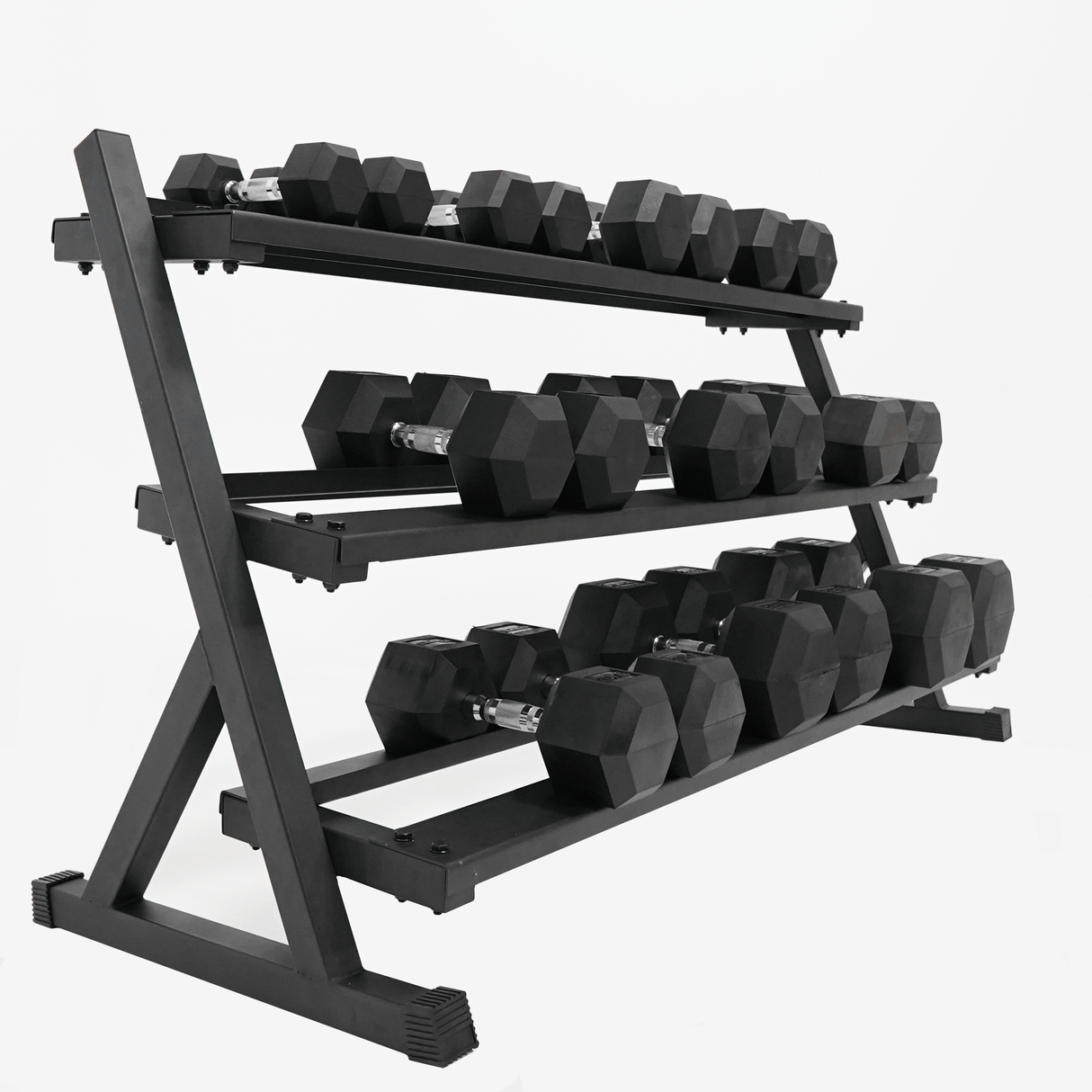 Force USA 3 Tier Rubber Hex Dumbbell Rack