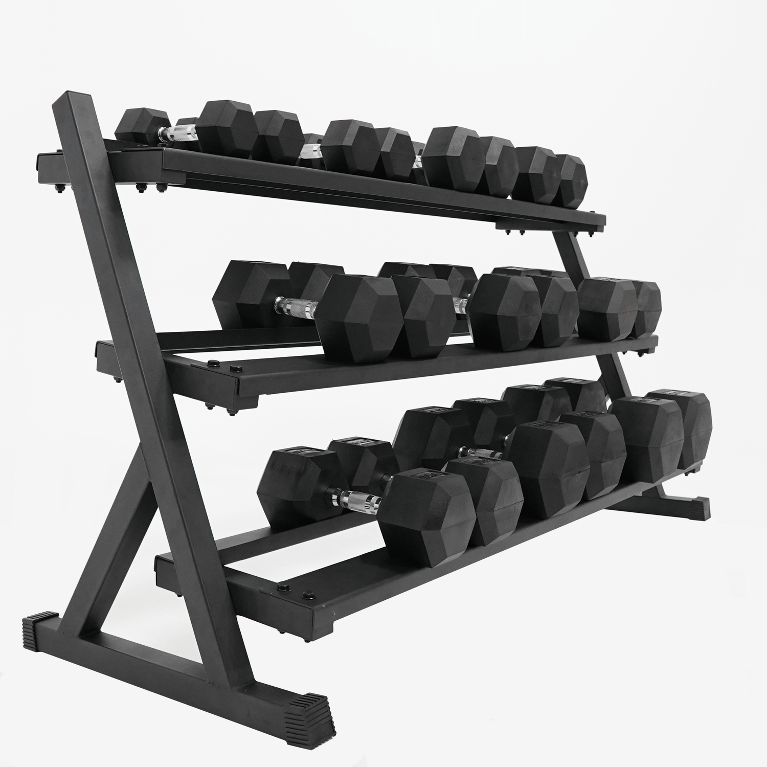 Force USA 3 Tier Rubber Hex Dumbbell Rack